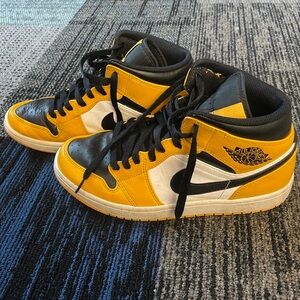 Air Jordan High-Top Sneakers in Black and Yellow